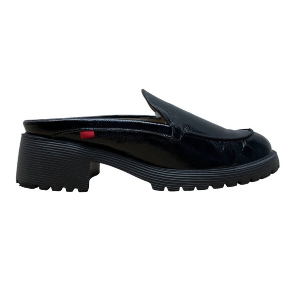 Marc Joseph New York Black Patent Leather Chunky Heel Mule Loafers Size 8 - Picture 1 of 8